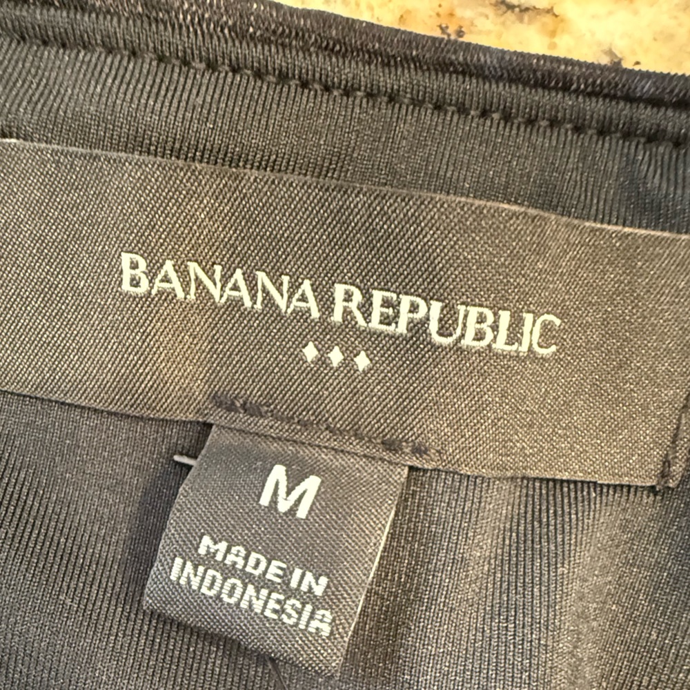 Banana Republic Factory off shoulder stretchy top black & blue SZ M - Picture 5 of 11